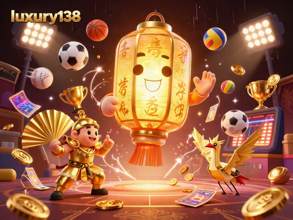 Experience stunning gaming excitement with luxury138 as golden lanterns and sports elements come to life.