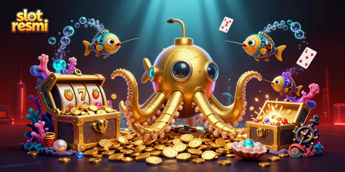 Experience thrilling wins with slot resmi in a vibrant underwater scene of treasure and adventure.