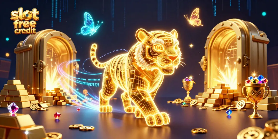 Engage with exciting slot free credit offers at an immersive digital casino illustrated scene.