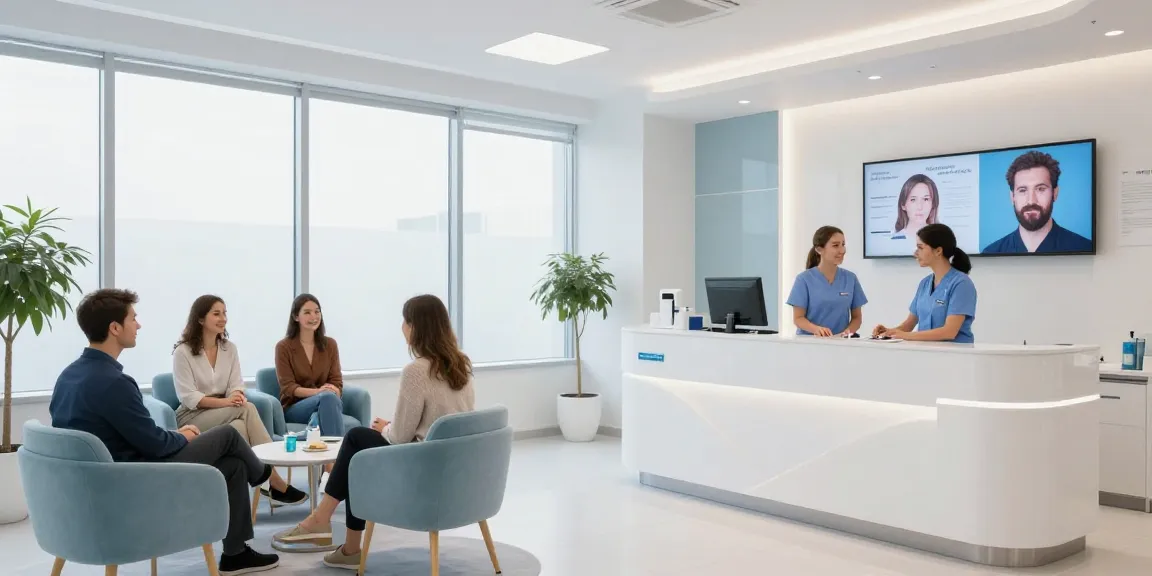Hair transplant Istanbul services in a welcoming health clinic, showcasing professional patient care and doctor consultation.