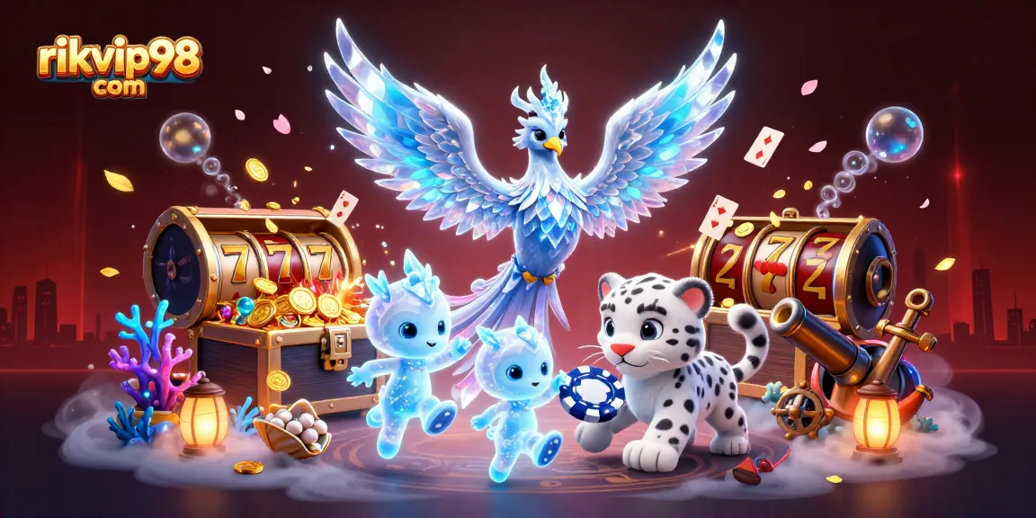 Experience vibrant gaming excitement at rikvip98 com with an enchanting 3D casino scene.