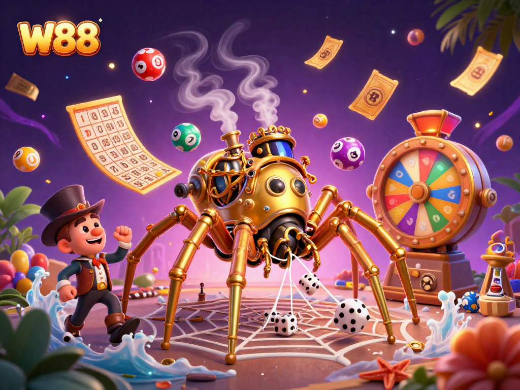 W88's immersive gaming ambiance captures luck with golden casino elements.