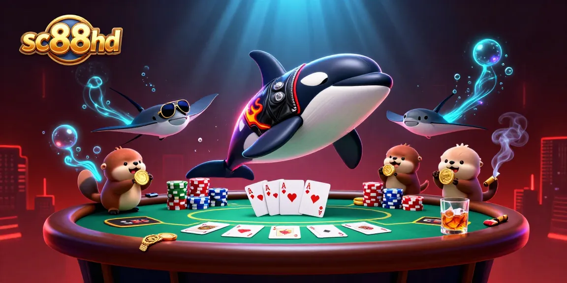 Play thrilling poker with sc88hd while enjoying a vibrant underwater adventure with sea characters.