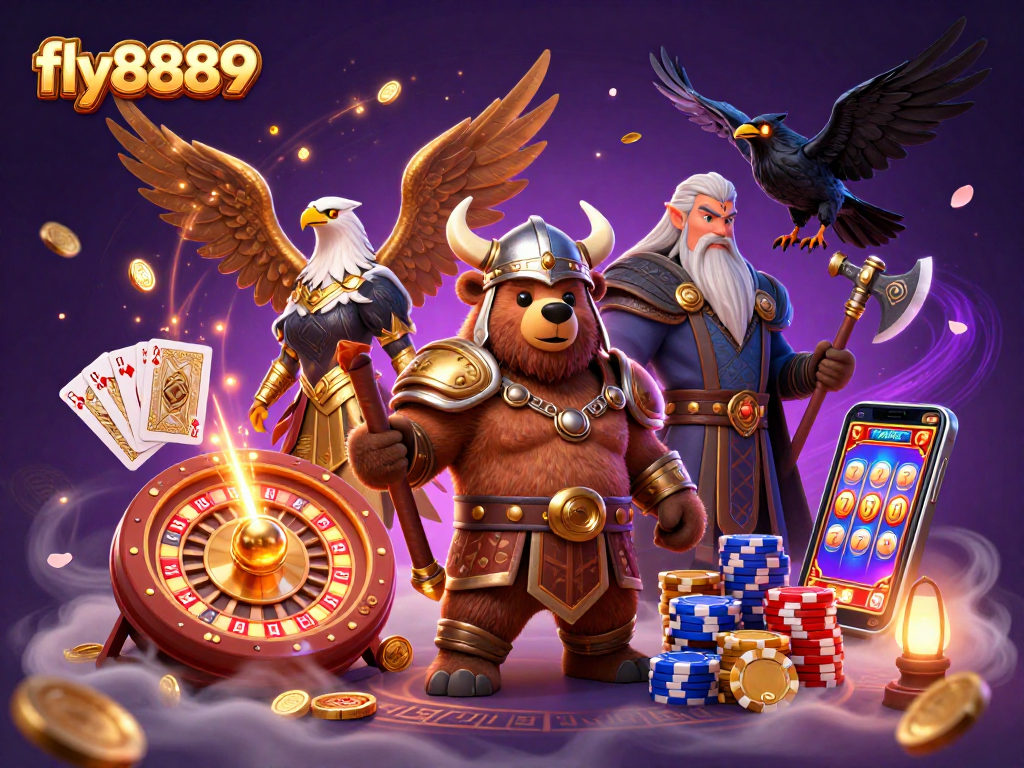 Experience thrilling casino adventures with fly8889's Viking berserker and Valkyrie in a magical setting