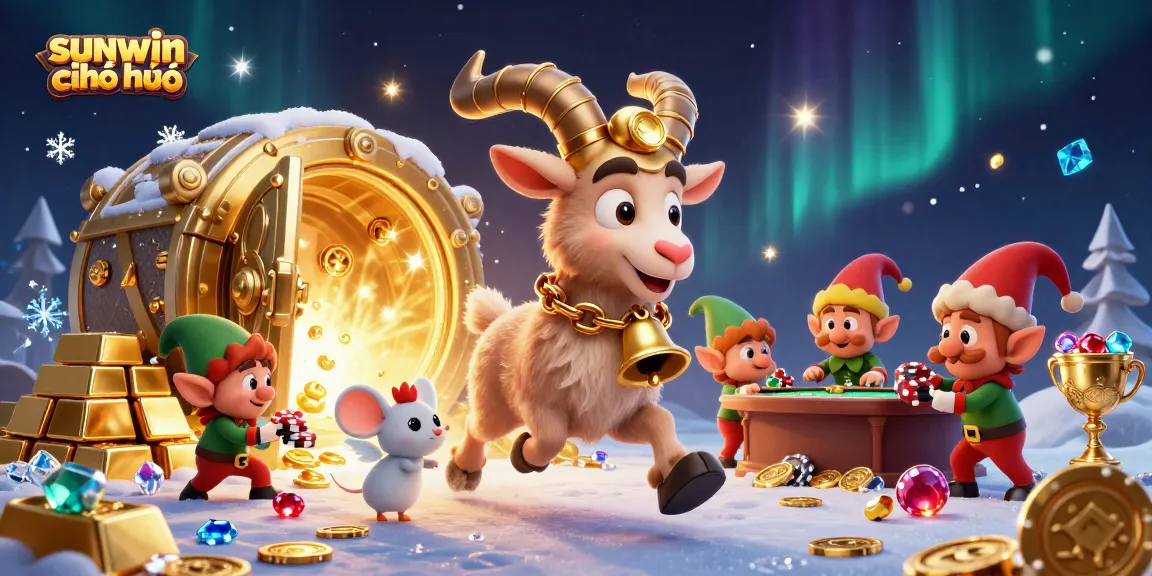 Enjoy the thrills of sunwin chính chủ while playing with festive characters in this engaging casino illustration.